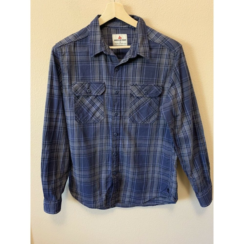 American Giant Men’s Medium Button down Frontier Flannel Shirt Made in USA EUC